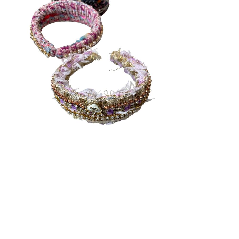 Minime Paris, Handmade Tweed Headband, 3 Rows, Light Purple - Picture 8 of 8